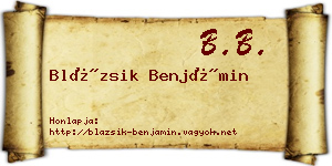 Blázsik Benjámin névjegykártya